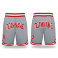 Custom Gray Red-White Authentic Throwback Basketball Shorts