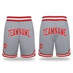 Custom Gray Red-White Authentic Throwback Basketball Shorts