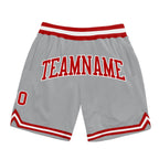 Custom Gray Red-White Authentic Throwback Basketball Shorts photo 1