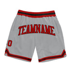 Custom Gray Red-Black Authentic Throwback Basketball Shorts photo 1