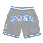 Custom Gray Light Blue-White Authentic Throwback Basketball Shorts photo 1