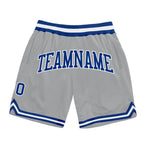 Custom Gray Royal-White Authentic Throwback Basketball Shorts photo 1