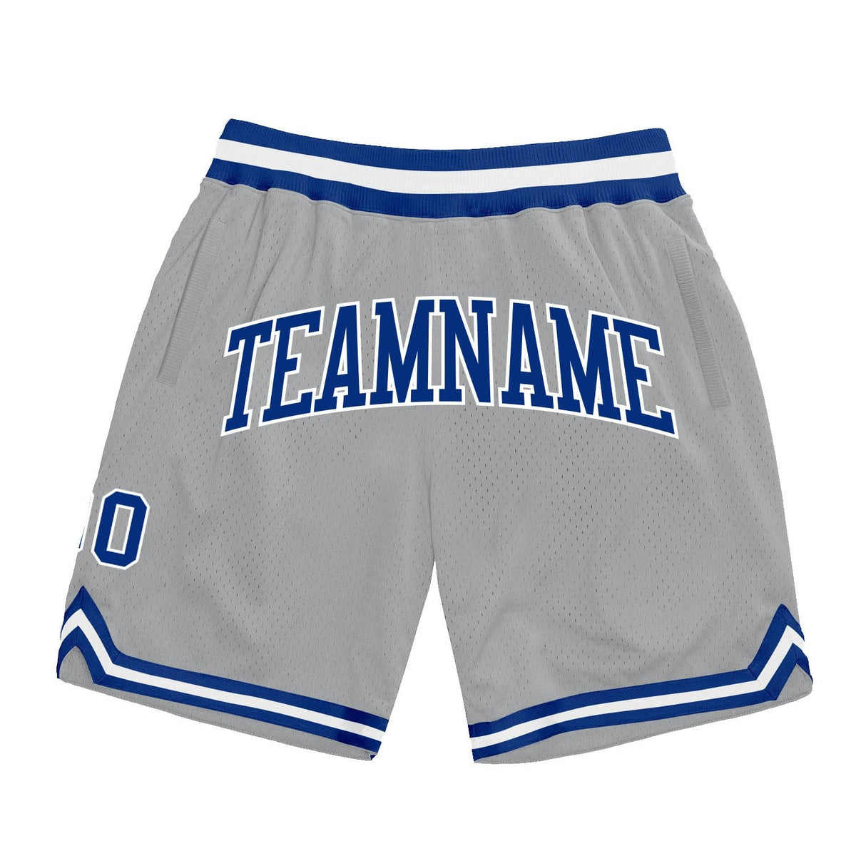 Custom Gray Royal-White Authentic Throwback Basketball Shorts photo 1