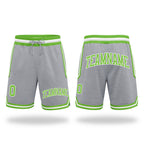 Custom Gray Neon Green-White Authentic Throwback Basketball Shorts