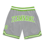 Custom Gray Neon Green-White Authentic Throwback Basketball Shorts photo 1