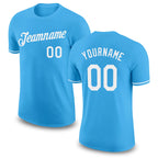 Custom Sky Blue White Performance T-Shirt