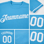 Custom Sky Blue White Performance T-Shirt detail
