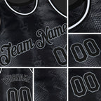 Custom Black Snakeskin Black-Gray 3D Pattern Design Authentic Basketball Jersey detail