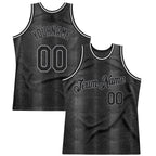 Custom Black Snakeskin Black-Gray 3D Pattern Design Authentic Basketball Jersey photo 1