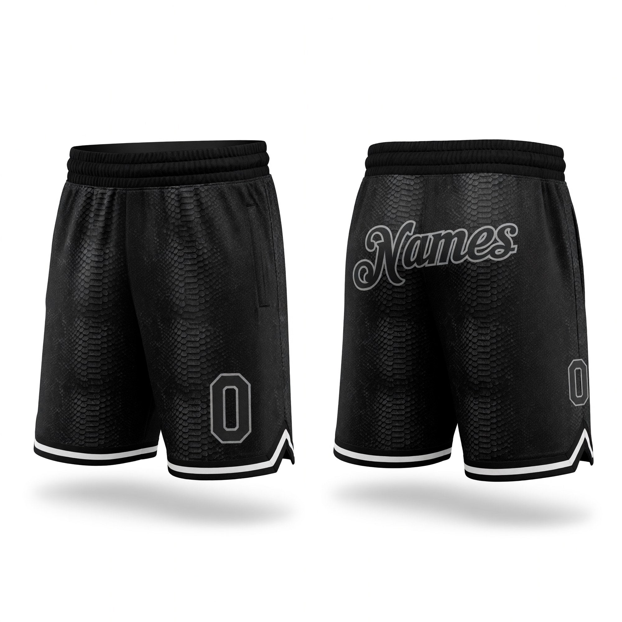 Custom Black Snakeskin Black-Gray 3D Pattern Design Authentic Basketball Shorts