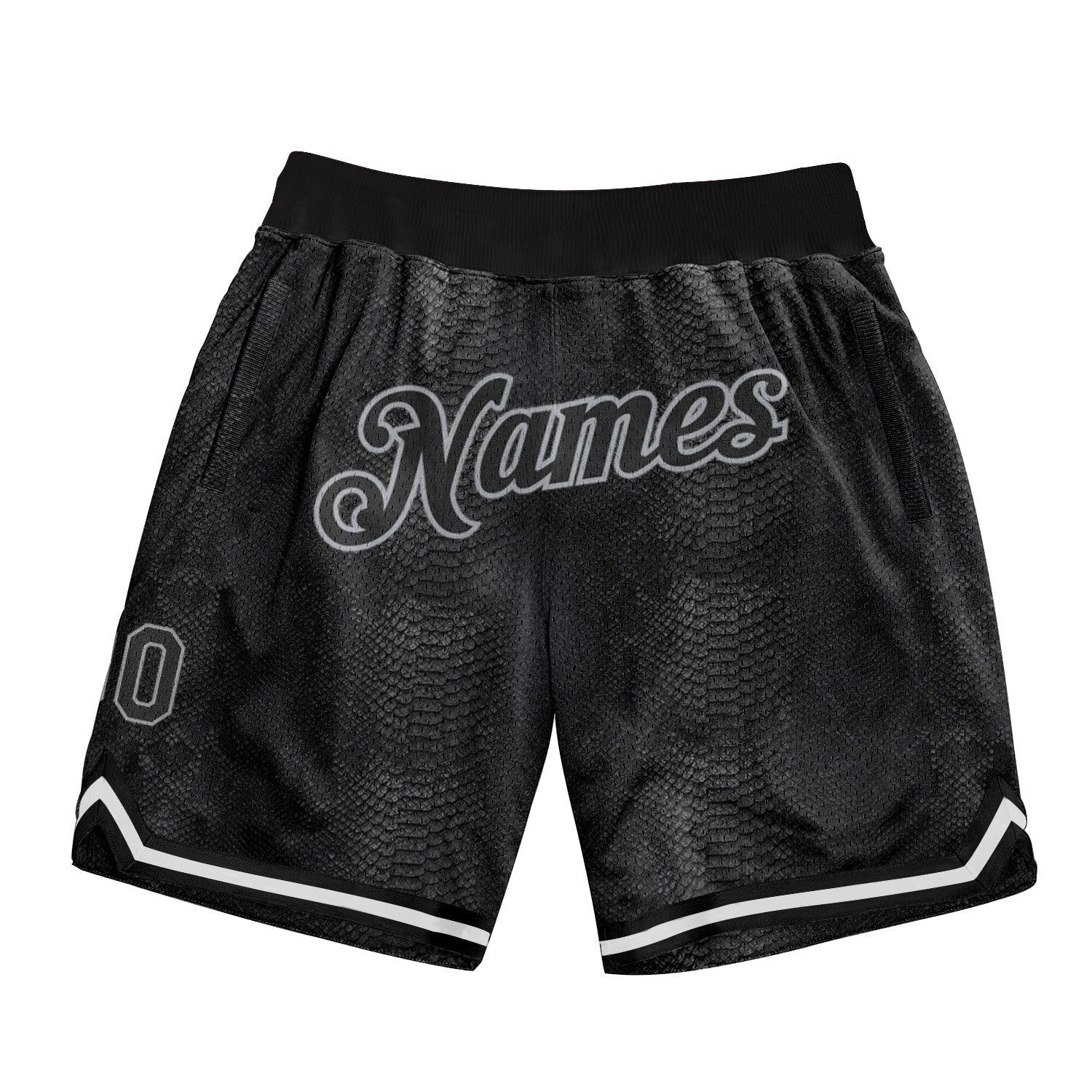 Custom Black Snakeskin Black-Gray 3D Pattern Design Authentic Basketball Shorts photo 1