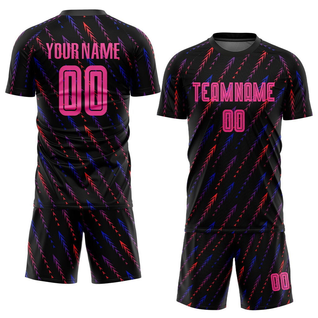 Custom Black Pink-Orange Sublimation Soccer Uniform Jersey photo 2