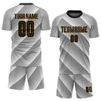 Custom White Black-Old Gold Sublimation Soccer Uniform Jersey photo 2