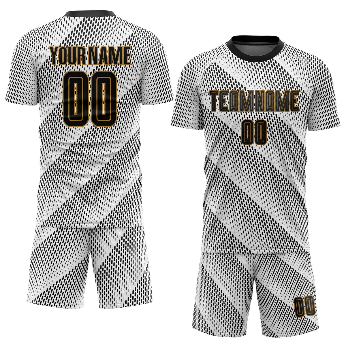 Custom White Black-Old Gold Sublimation Soccer Uniform Jersey photo 2