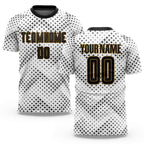 Custom White Black-Old Gold Sublimation Soccer Uniform Jersey