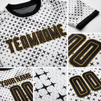 Custom White Black-Old Gold Sublimation Soccer Uniform Jersey detail