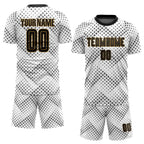 Custom White Black-Old Gold Sublimation Soccer Uniform Jersey photo 1