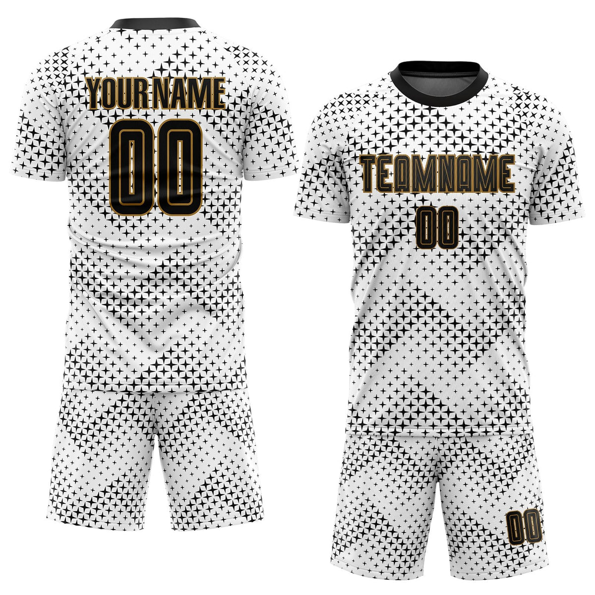 Custom White Black-Old Gold Sublimation Soccer Uniform Jersey photo 1