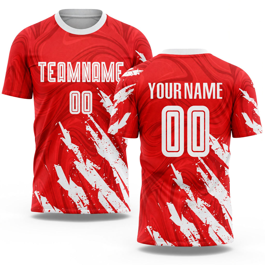 Custom Red White Sublimation Soccer Uniform Jersey