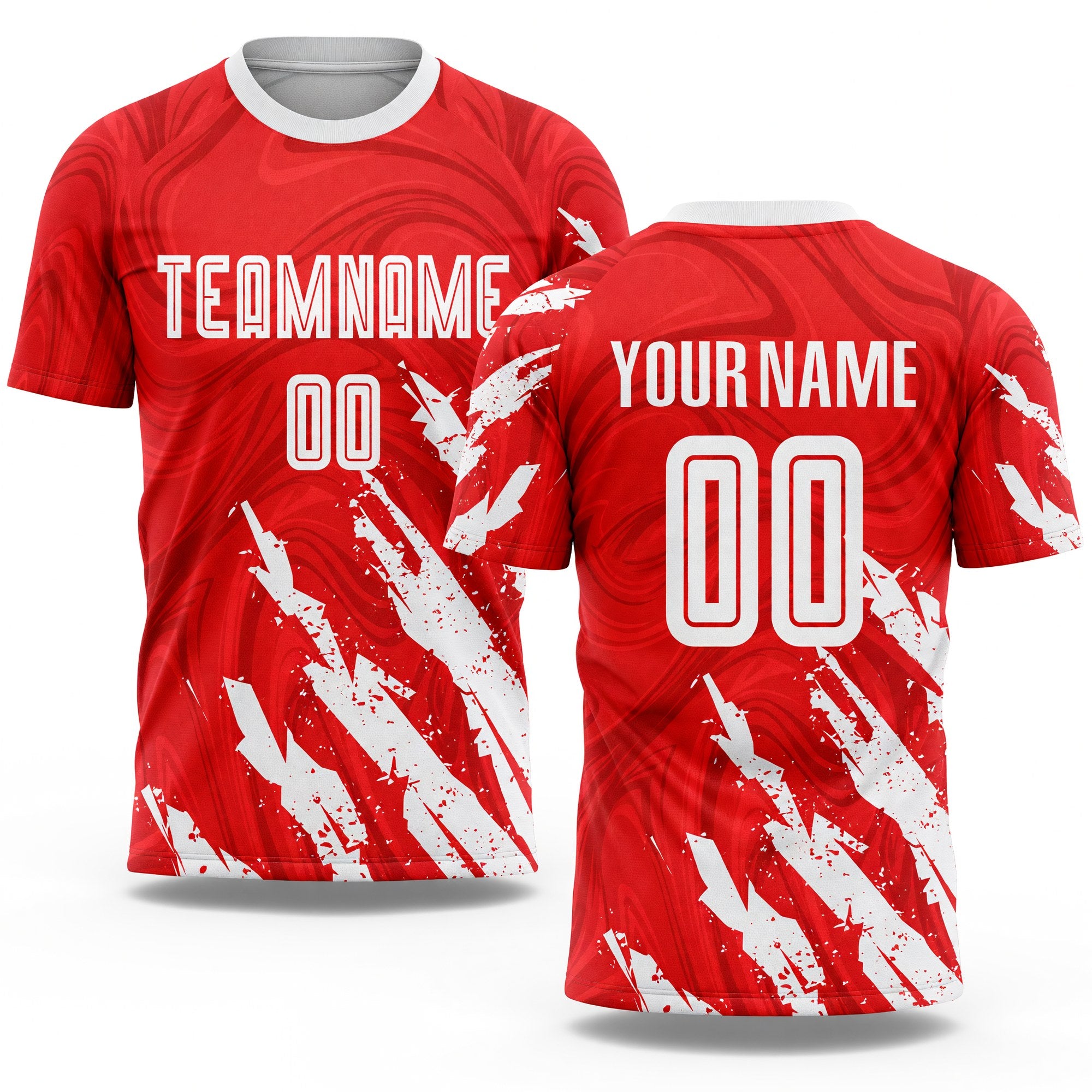 Custom Red White Sublimation Soccer Uniform Jersey