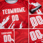 Custom Red White Sublimation Soccer Uniform Jersey detail