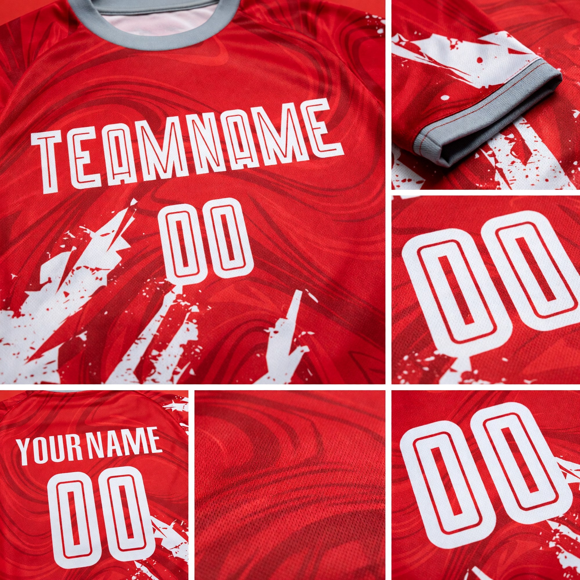 Custom Red White Sublimation Soccer Uniform Jersey detail