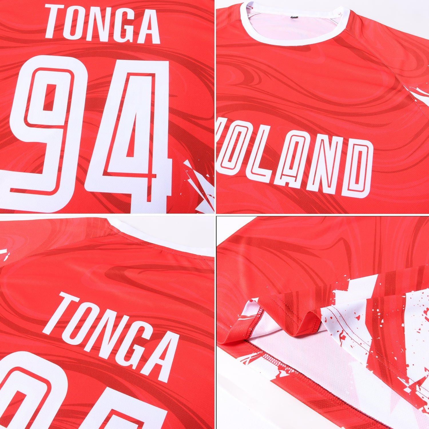 Custom Red White Sublimation Soccer Uniform Jersey photo 7