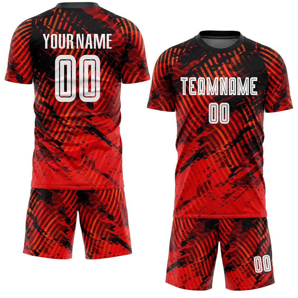 Custom Red White-Black Sublimation Soccer Uniform Jersey photo 2