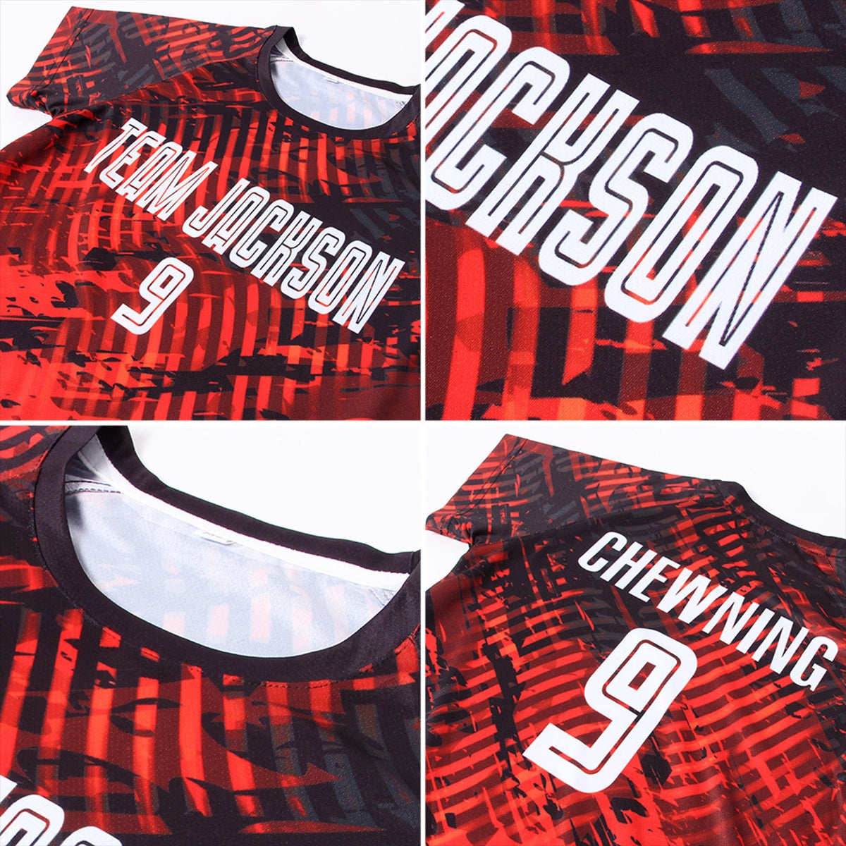 Custom Red White-Black Sublimation Soccer Uniform Jersey photo 7