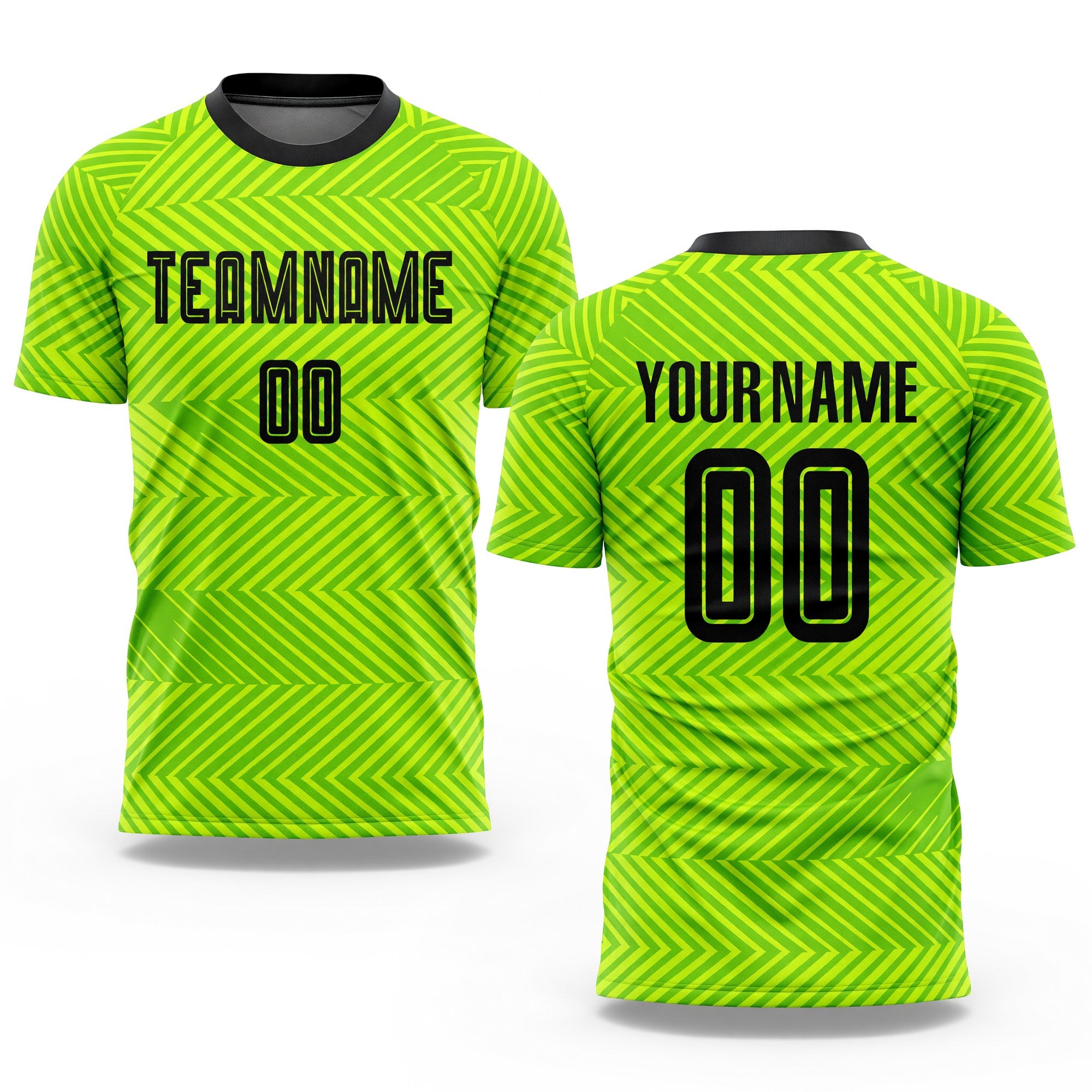 Custom Neon Green Black Sublimation Soccer Uniform Jersey
