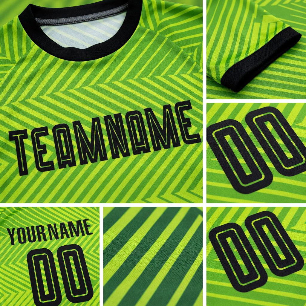 Custom Neon Green Black Sublimation Soccer Uniform Jersey detail
