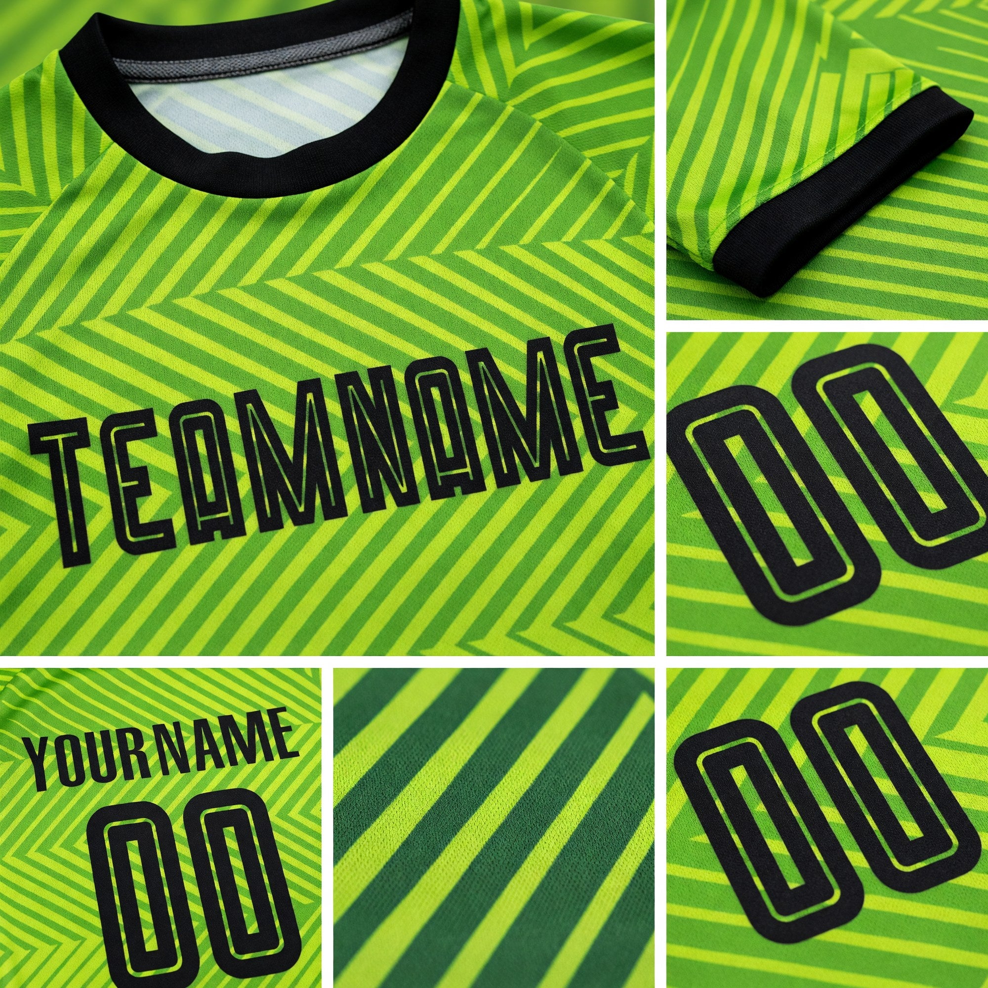 Custom Neon Green Black Sublimation Soccer Uniform Jersey detail