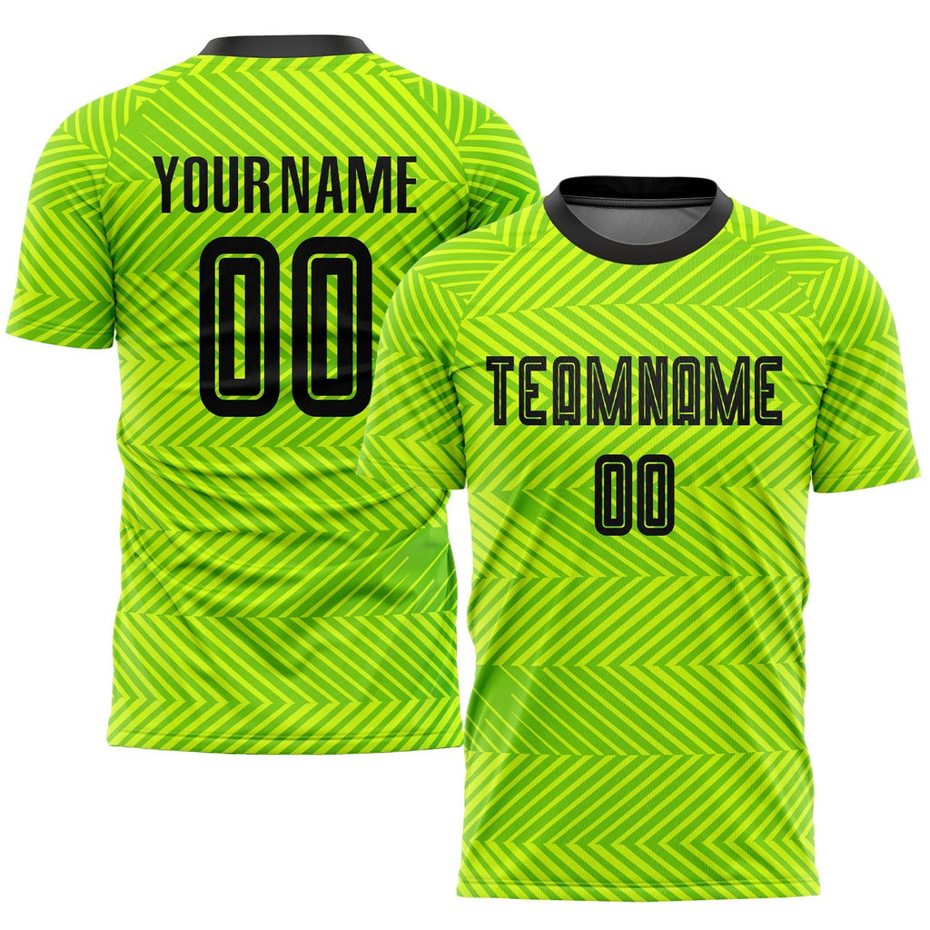 Custom Neon Green Black Sublimation Soccer Uniform Jersey photo 1