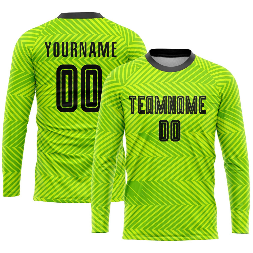 Custom Neon Green Black Sublimation Soccer Uniform Jersey photo 2