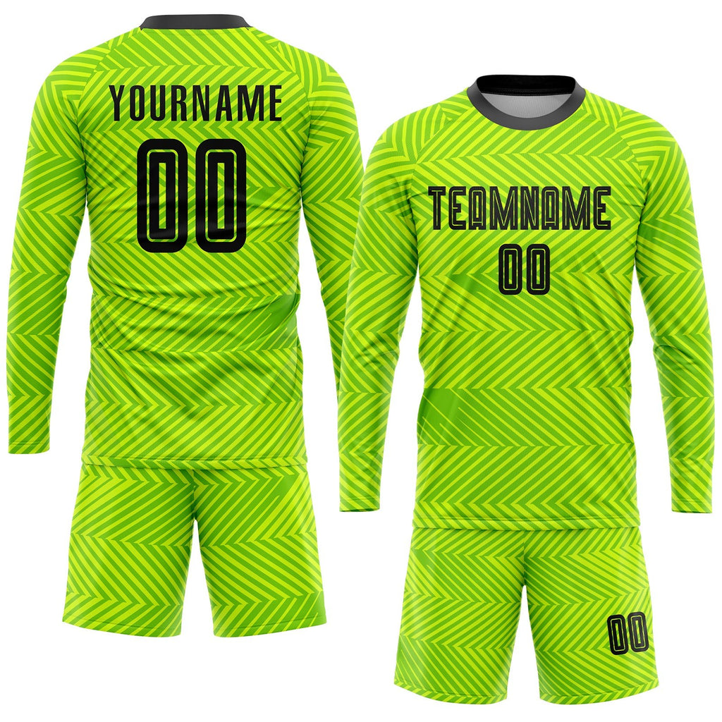 Custom Neon Green Black Sublimation Soccer Uniform Jersey photo 3