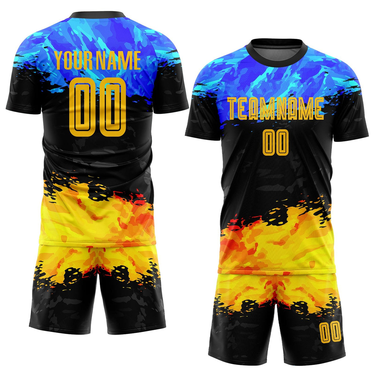 Custom Figure Gold-Royal Sublimation Soccer Uniform Jersey photo 2