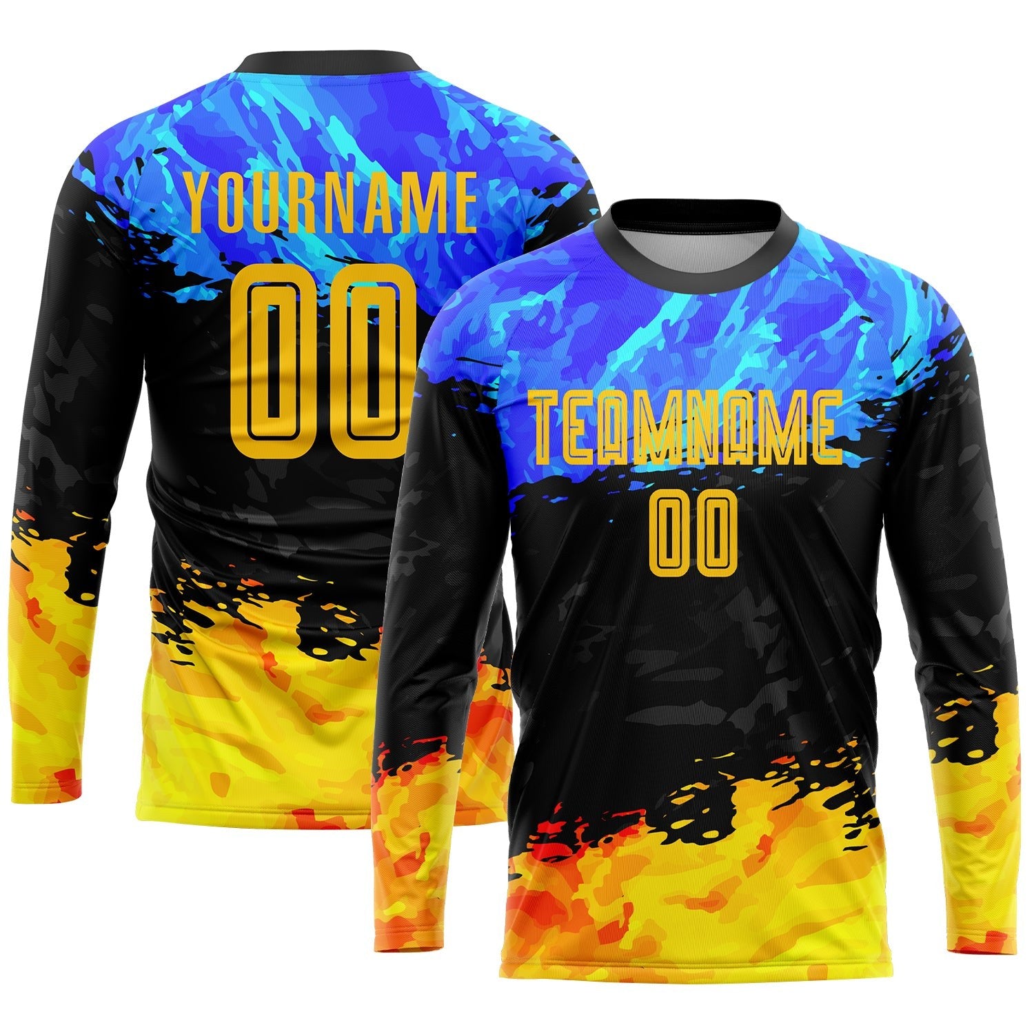 Custom Figure Gold-Royal Sublimation Soccer Uniform Jersey photo 3