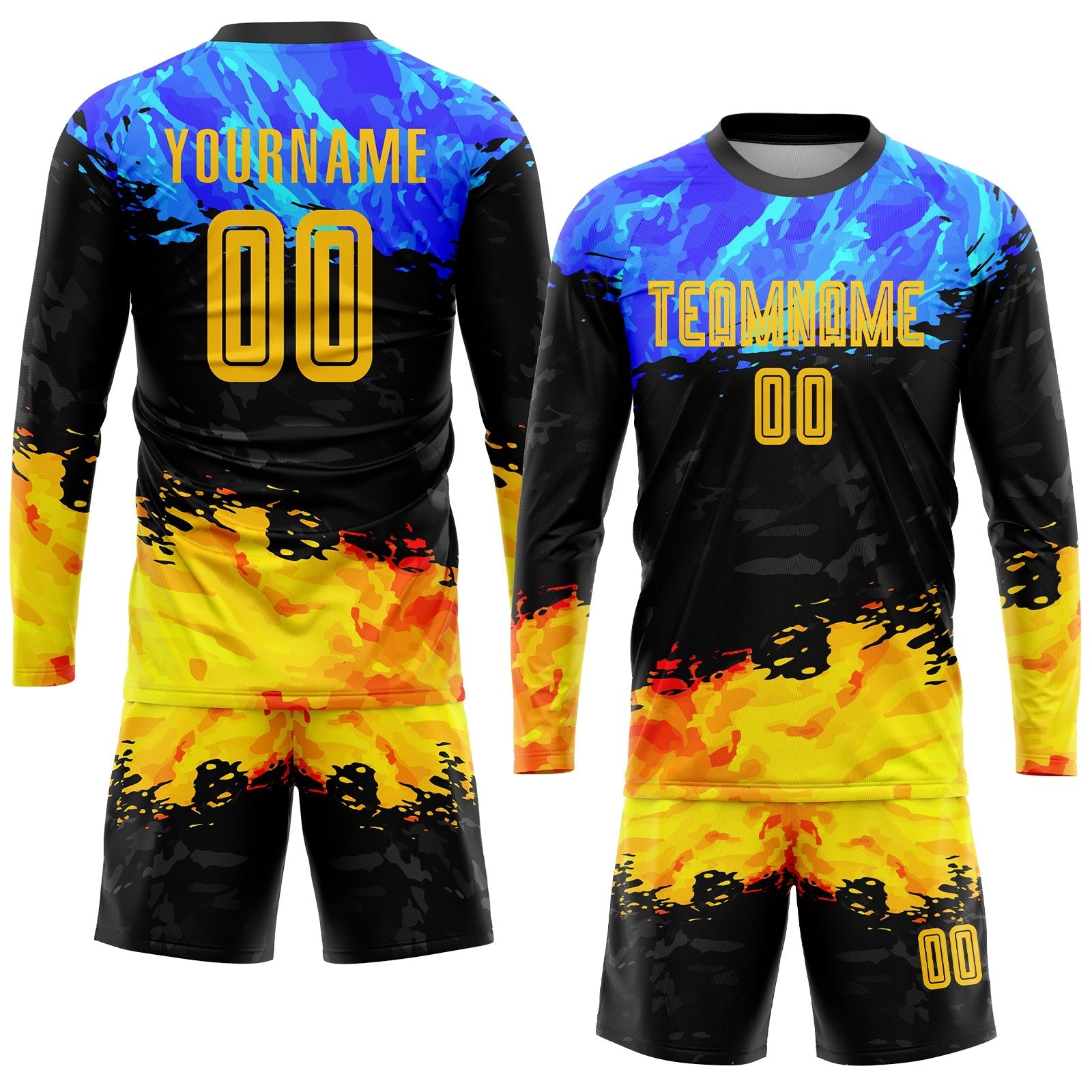 Custom Figure Gold-Royal Sublimation Soccer Uniform Jersey photo 4