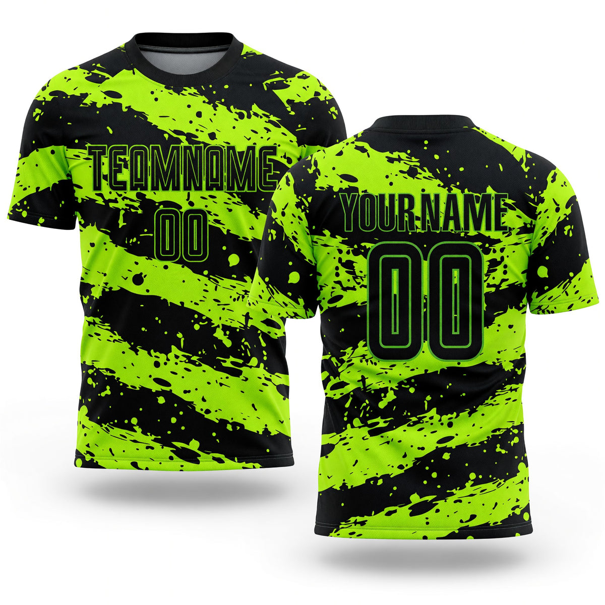Custom Neon Green Black Sublimation Soccer Uniform Jersey