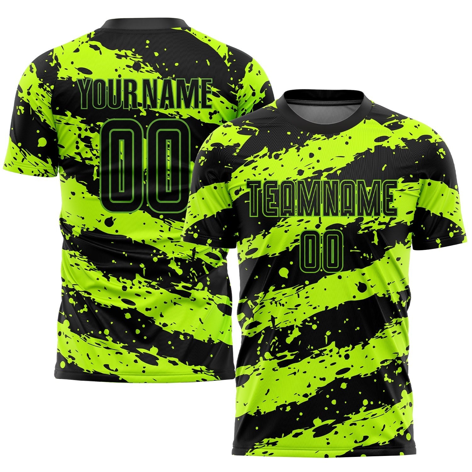 Custom Neon Green Black Sublimation Soccer Uniform Jersey photo 1