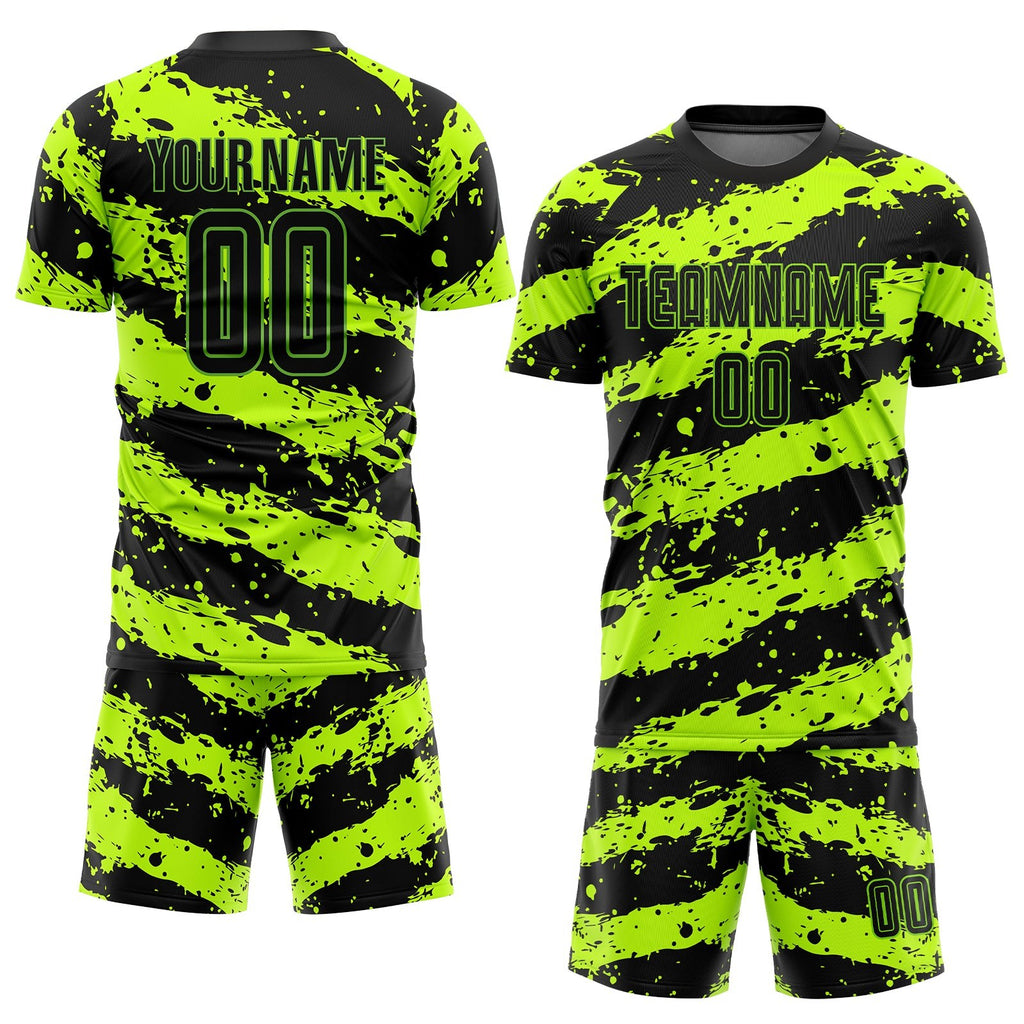 Custom Neon Green Black Sublimation Soccer Uniform Jersey photo 2