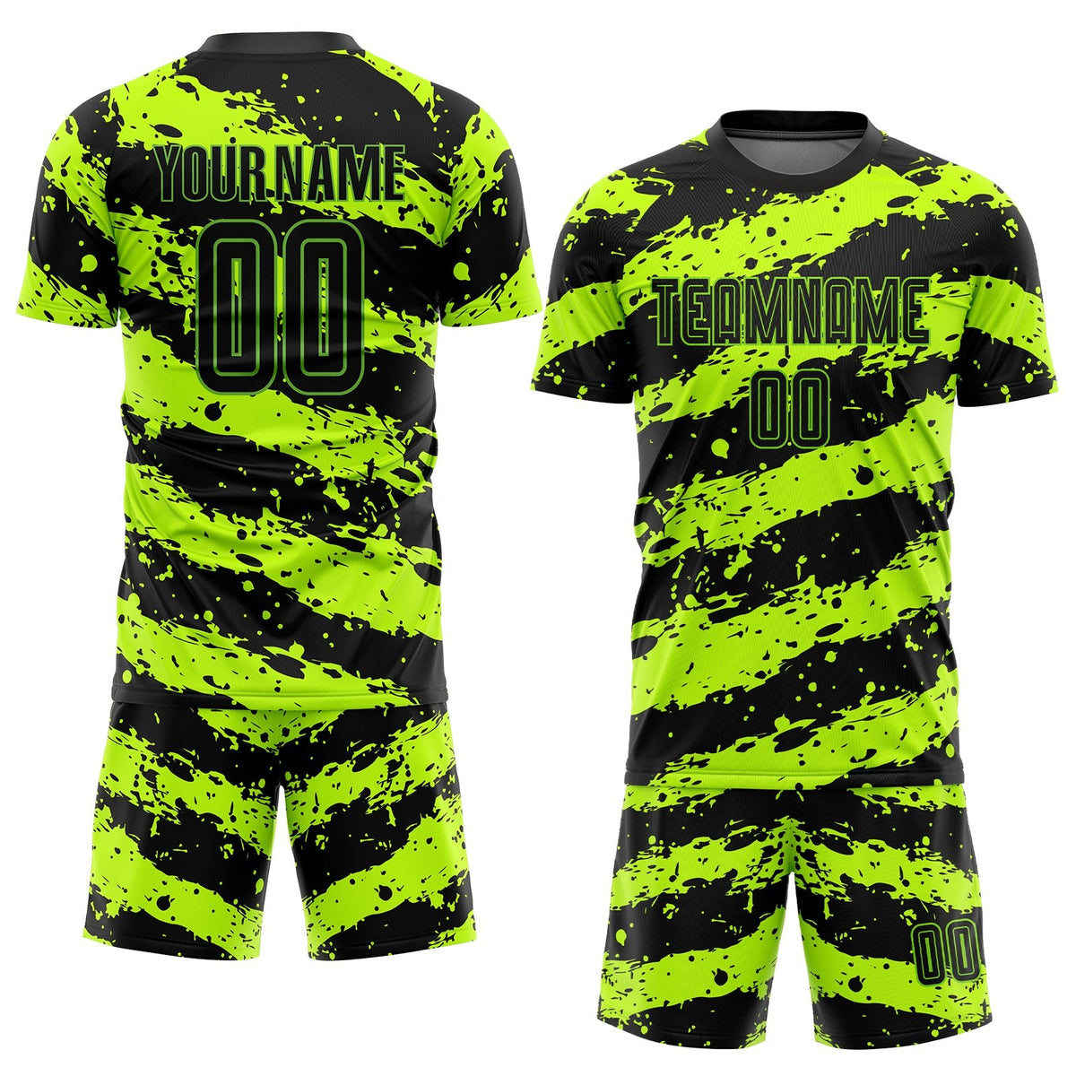 Custom Neon Green Black Sublimation Soccer Uniform Jersey photo 2