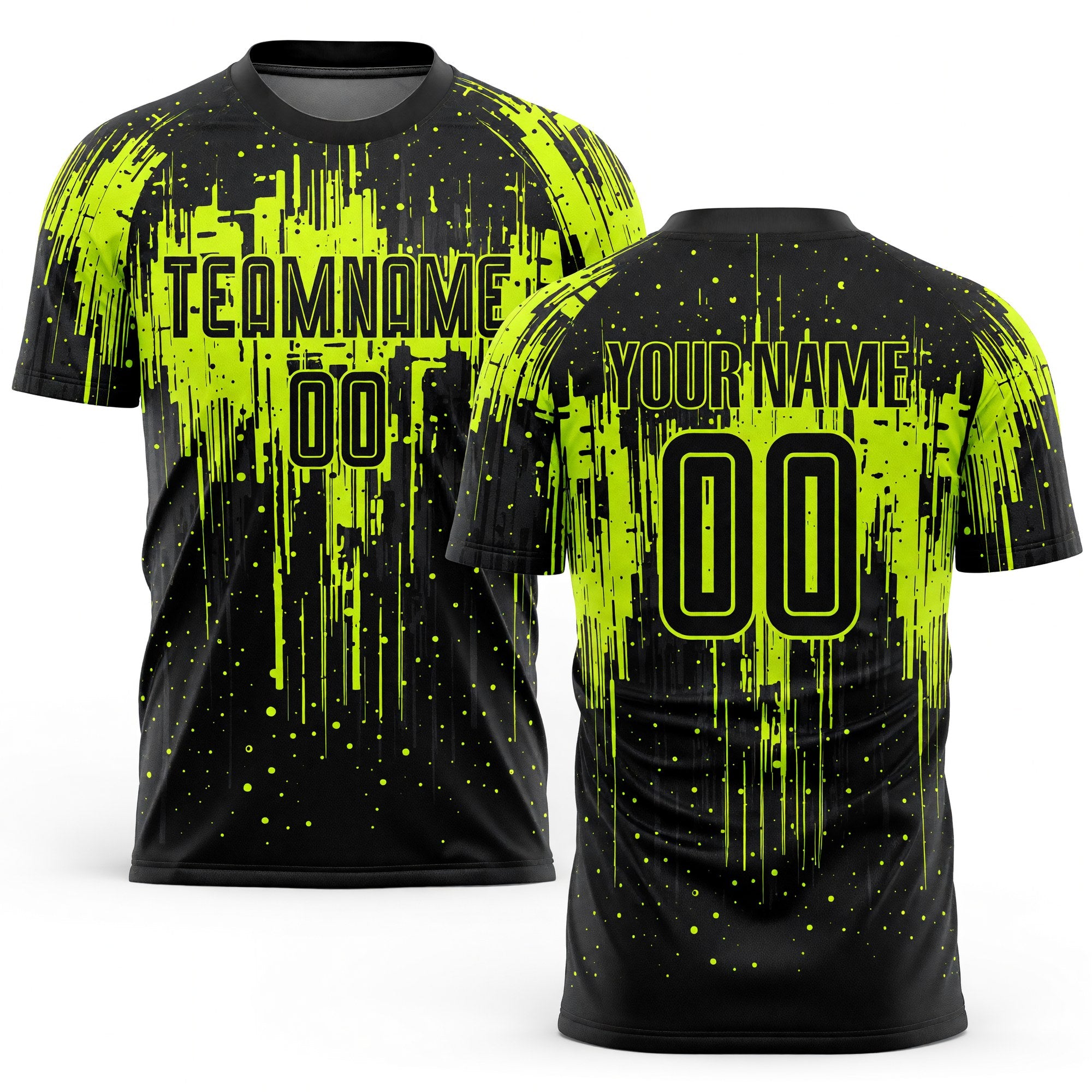 Custom Neon Green Black Sublimation Soccer Uniform Jersey