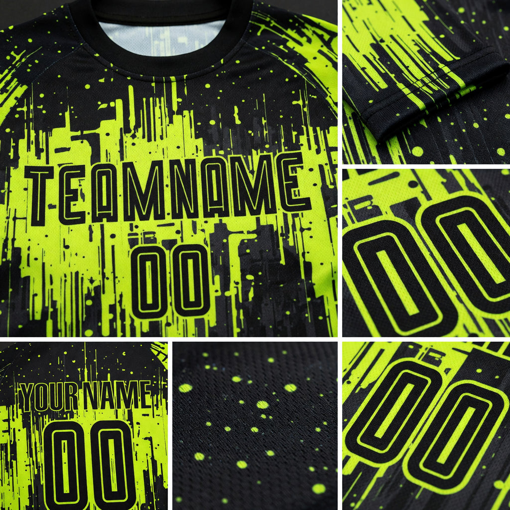 Custom Neon Green Black Sublimation Soccer Uniform Jersey detail