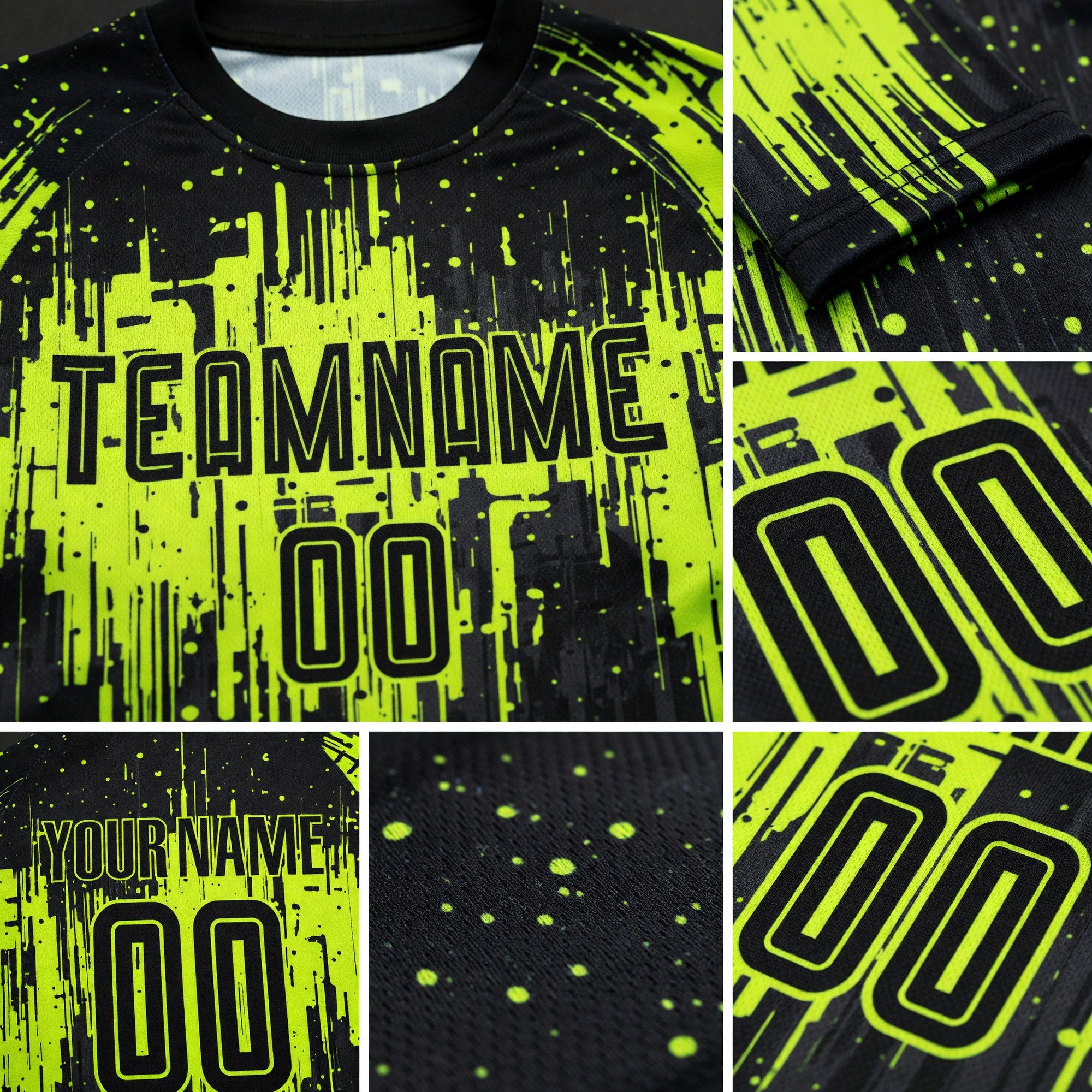 Custom Neon Green Black Sublimation Soccer Uniform Jersey detail