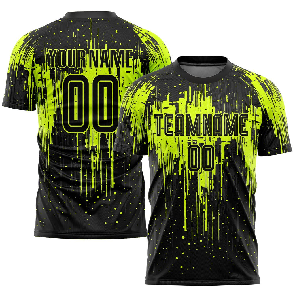 Custom Neon Green Black Sublimation Soccer Uniform Jersey photo 1