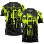 Custom Neon Green Black Sublimation Soccer Uniform Jersey photo 1