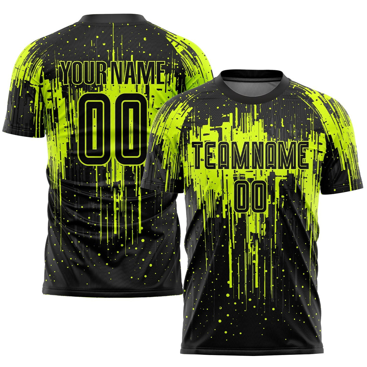 Custom Neon Green Black Sublimation Soccer Uniform Jersey photo 1