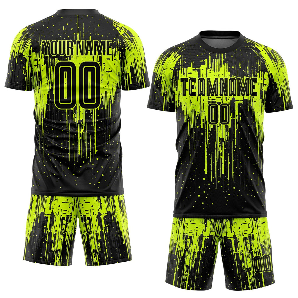 Custom Neon Green Black Sublimation Soccer Uniform Jersey photo 2