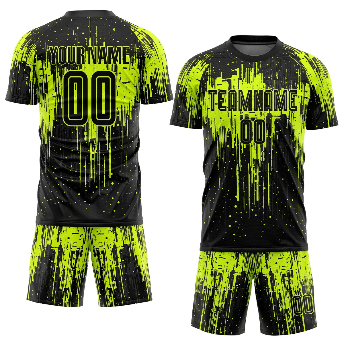 Custom Neon Green Black Sublimation Soccer Uniform Jersey photo 2